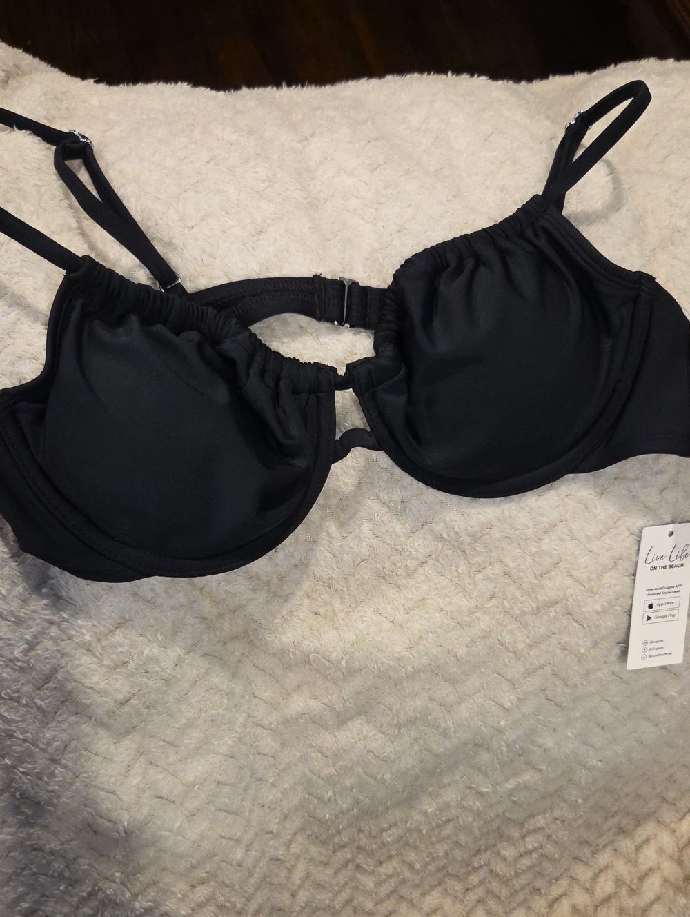 Cupshe Black Underwire Bikini Top Sz L NWT